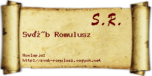 Sváb Romulusz névjegykártya
